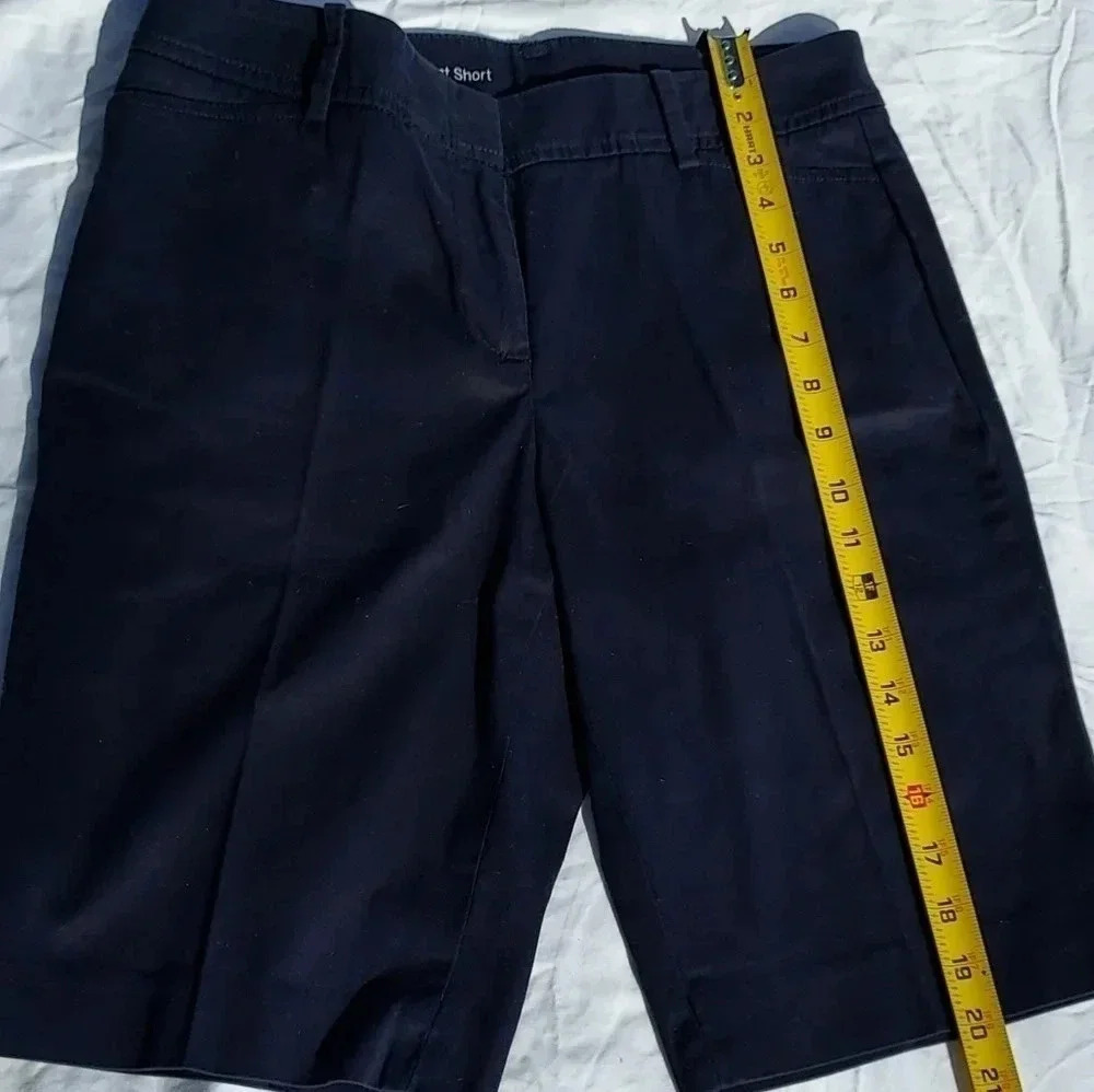Talbots Perfect Womens Shorts Dark Blue Flat Front Cotton Blend 2 - Picture 7 of 15